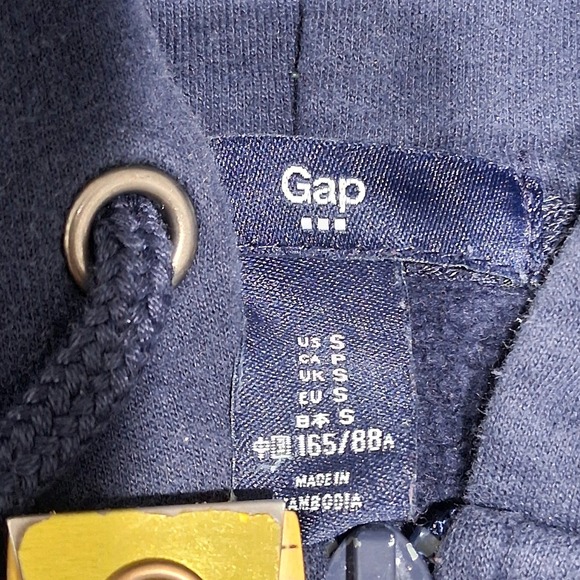 GapKids Logo Full Zip Hooded Sweatshirt Kids Small Navy Blue Spell Out Hoodie - Picture 2 of 9